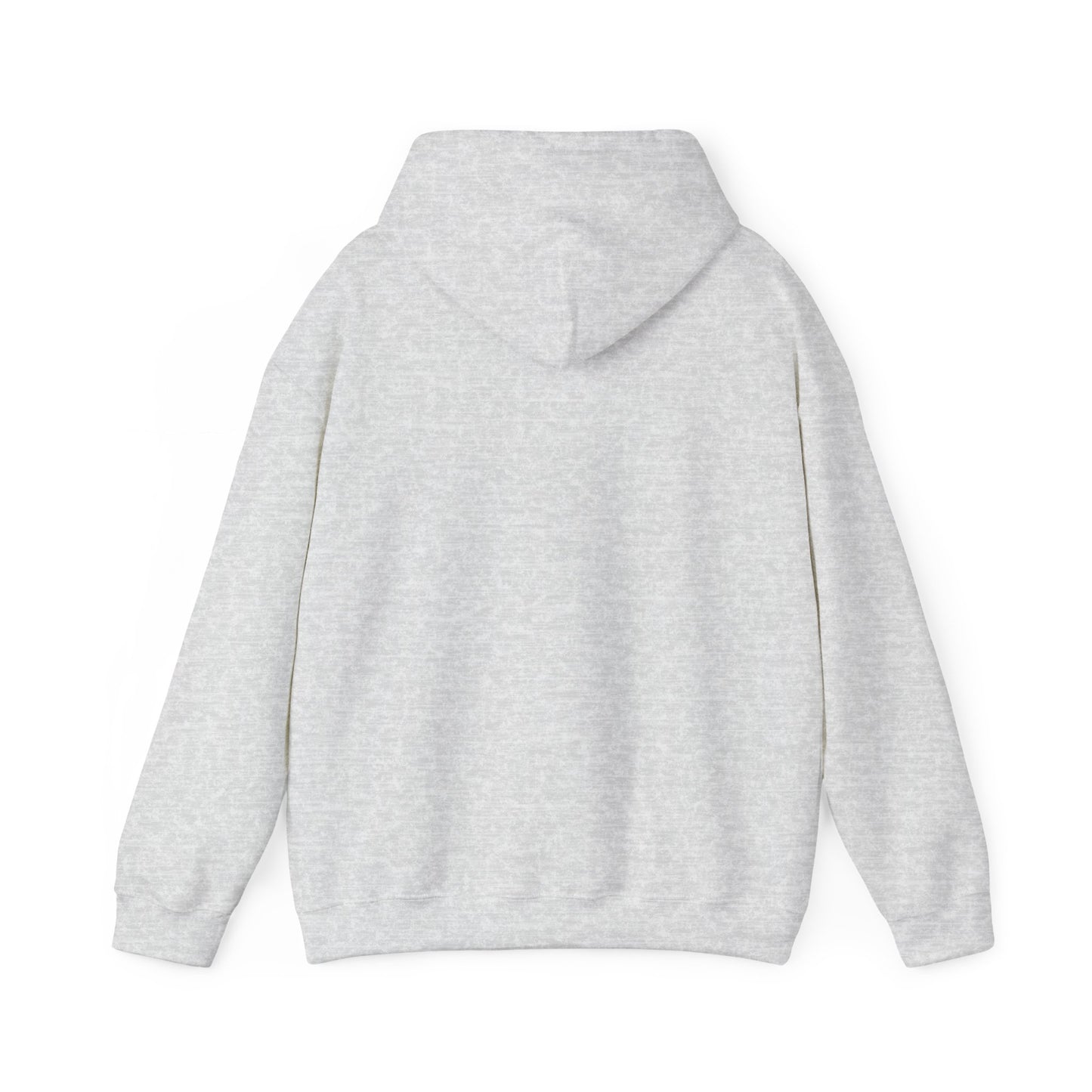 Back view of plain light gray funny fishkeeping hoodie with hood and long sleeves