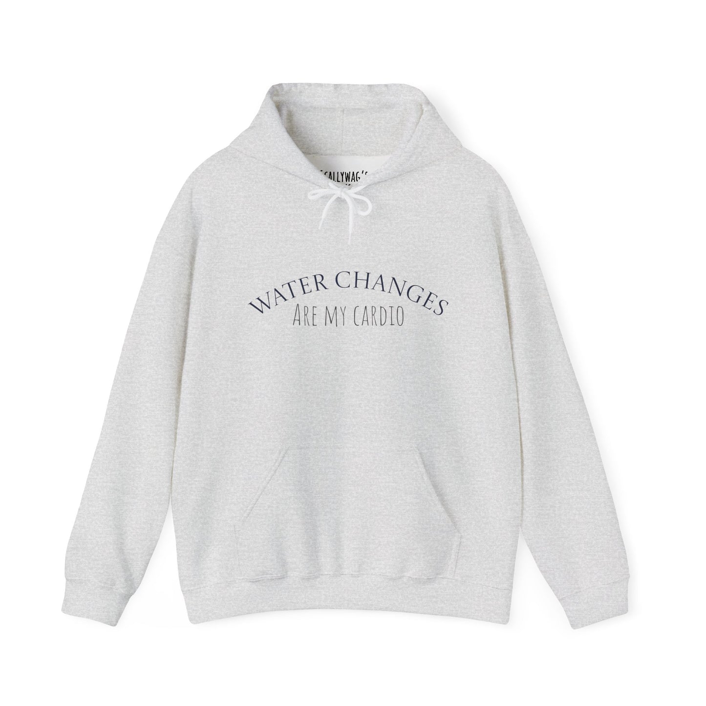 Funny fishkeeping hoodie in light gray with Water Changes Are My Cardio text