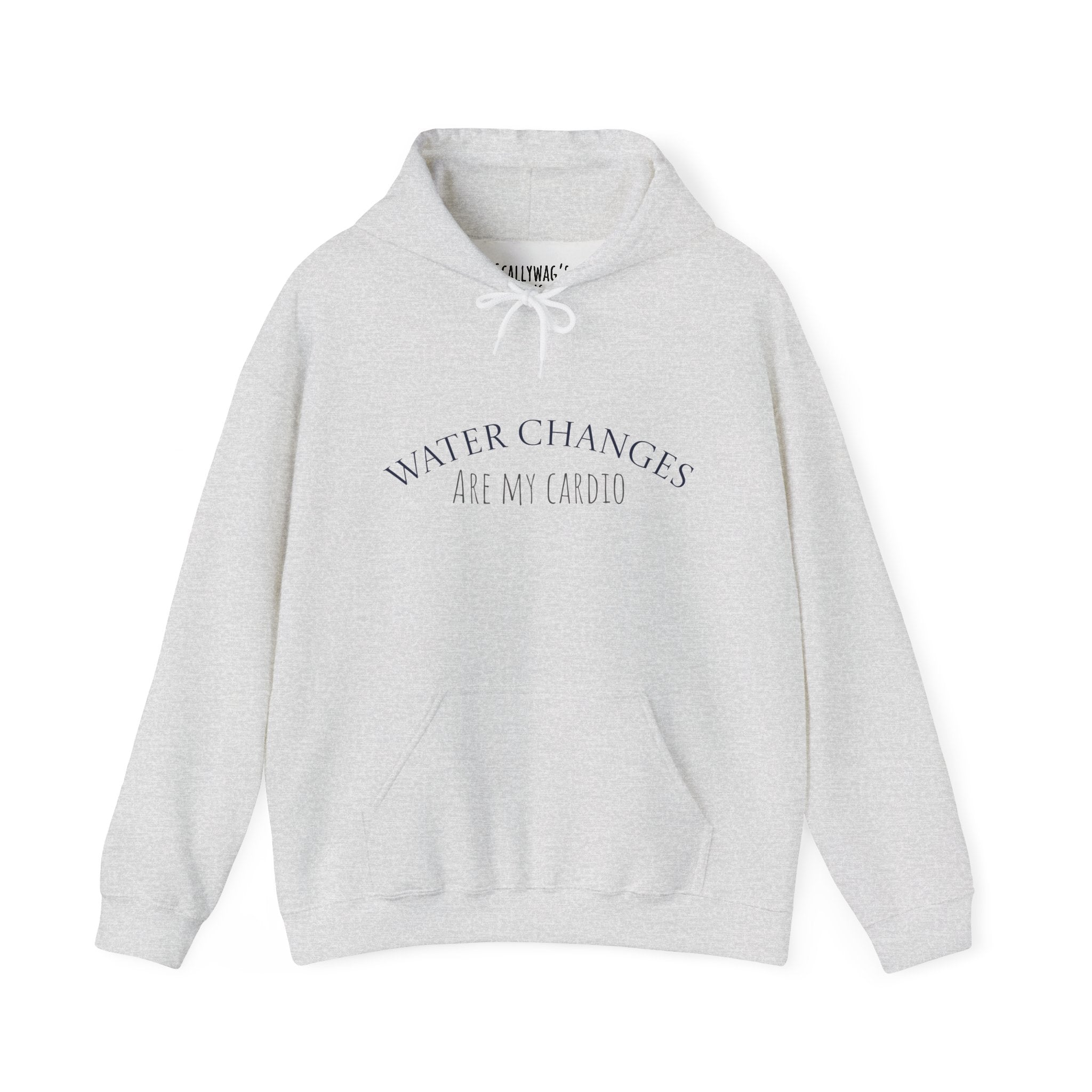 Funny fishkeeping hoodie in light gray with Water Changes Are My Cardio text