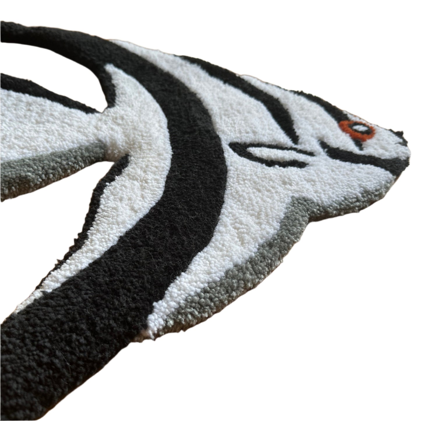 Scallywag's Fish Bowl handmade angelfish rug with black and white detailed design