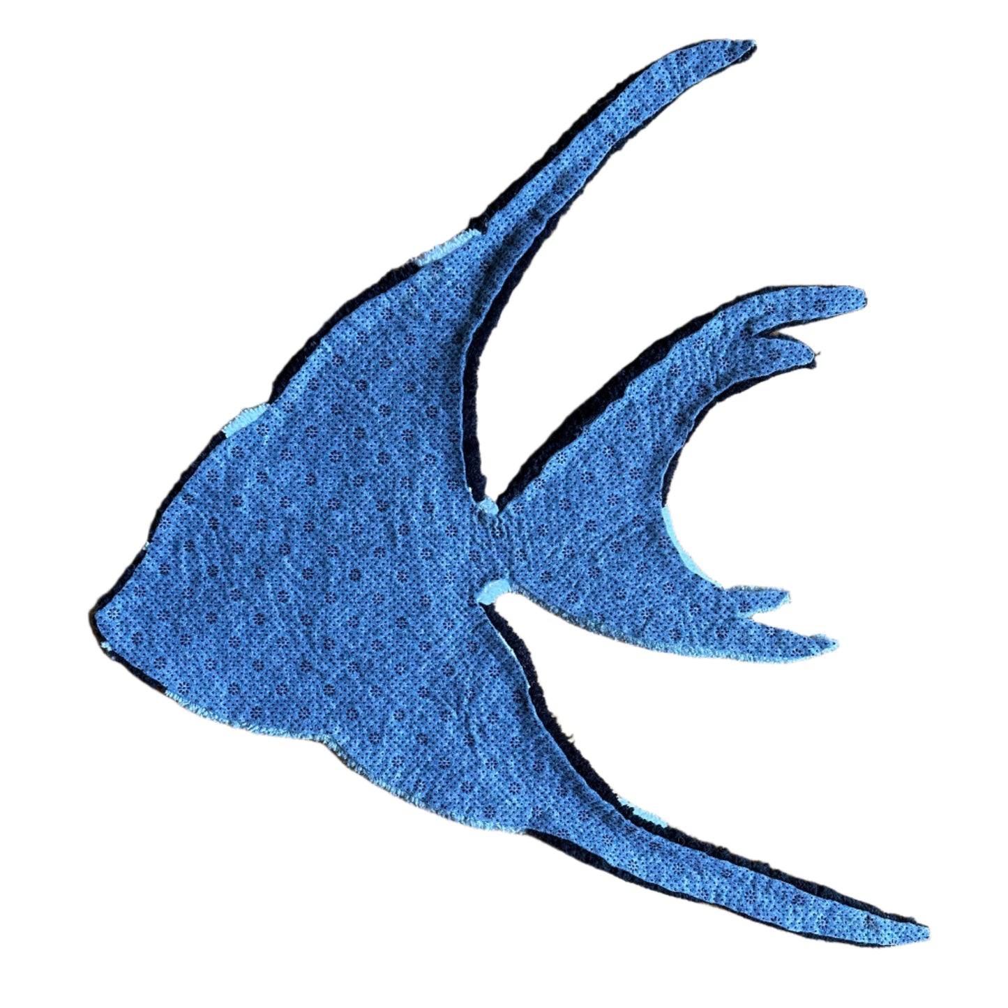Scallywags Fish Bowl handmade angelfish rug in blue with detailed pattern and unique shape