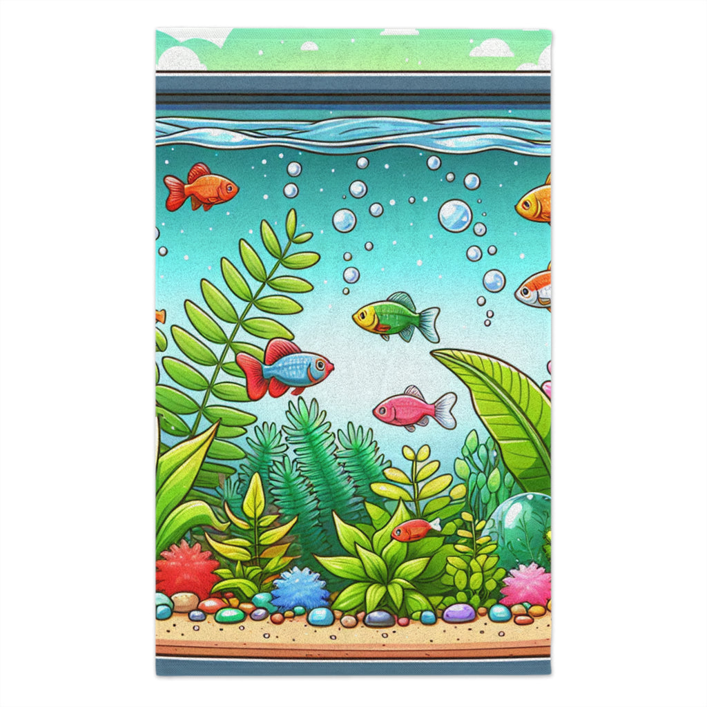Tank cleaning towel featuring colorful underwater fish and plants design aquarium polishing towel