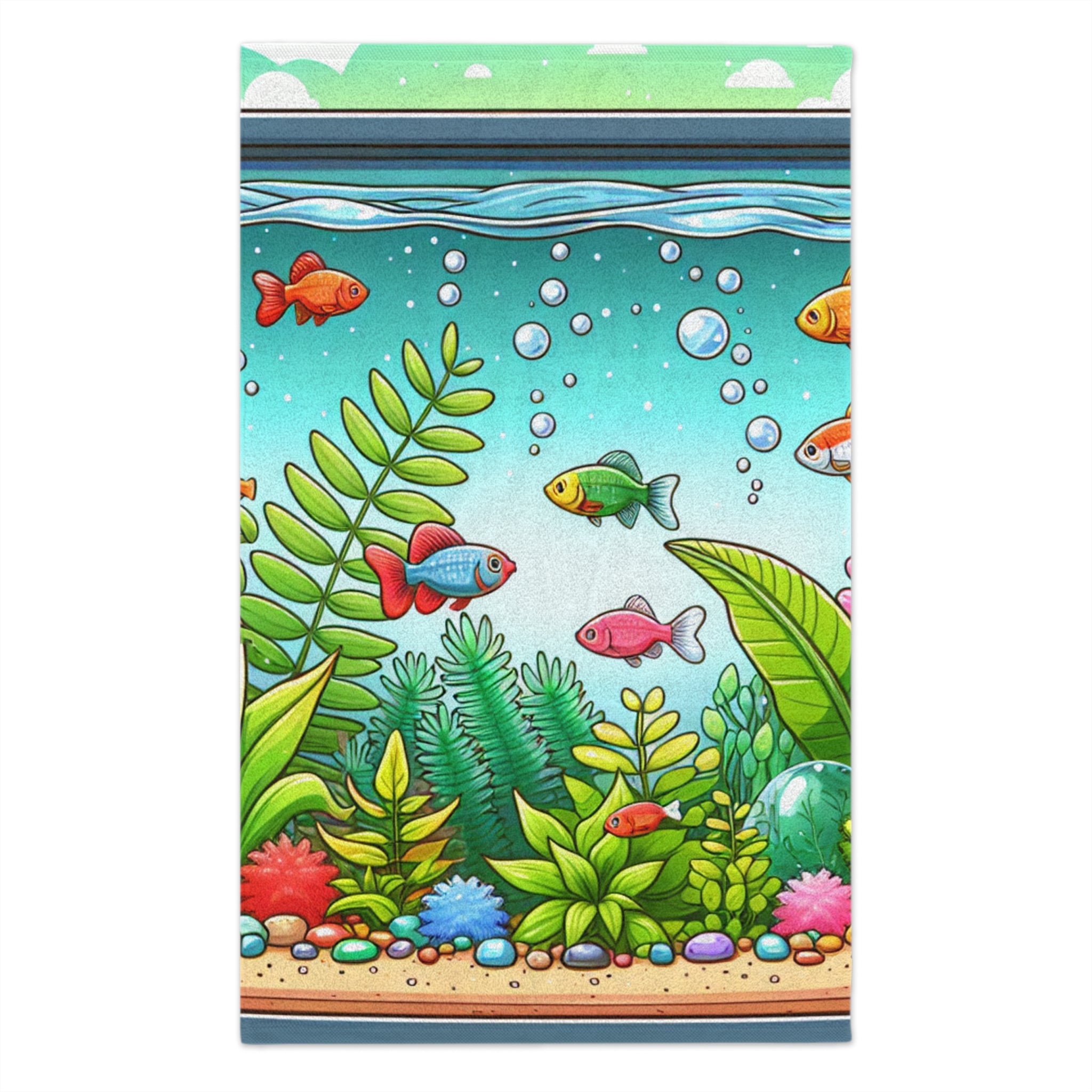 Tank cleaning towel featuring colorful underwater fish and plants design aquarium polishing towel