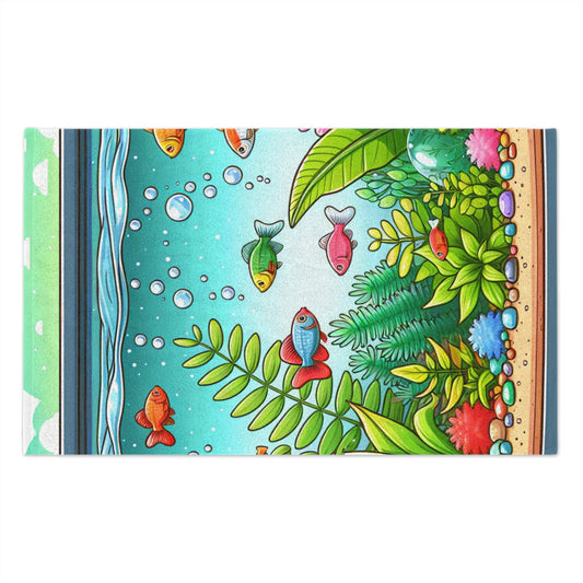 Tank cleaning towel with colorful aquarium design perfect as an aquarium polishing towel