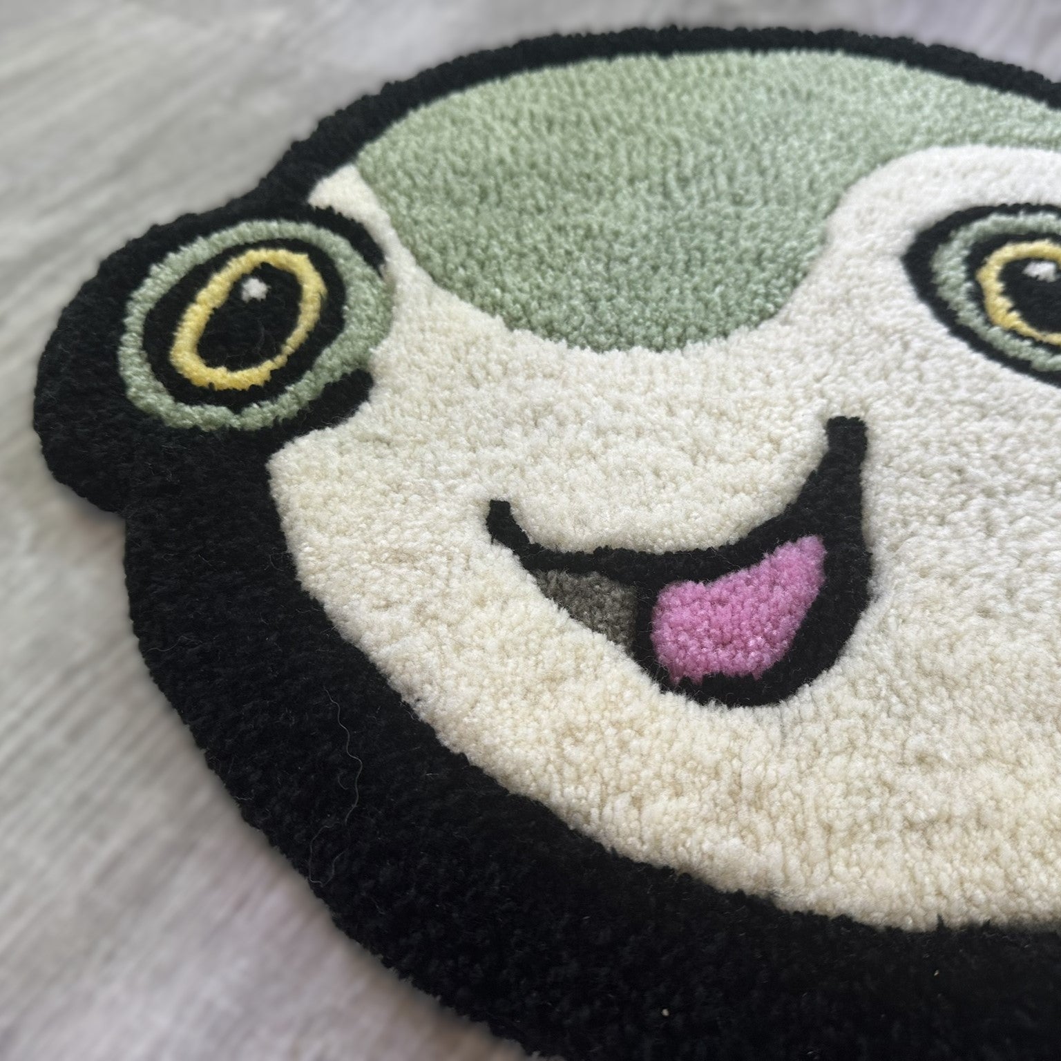 Scallywag's Fish Bowl Cute Fish Rug with playful smiling face and colorful design on soft fabric