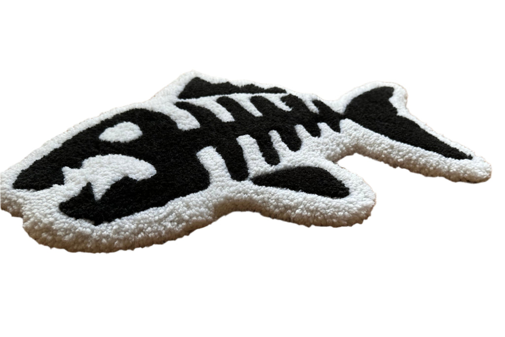 Fish Rug Handade Handmade Fish Bones Rug – Black & White Tufted Accent | Scallywag's ...