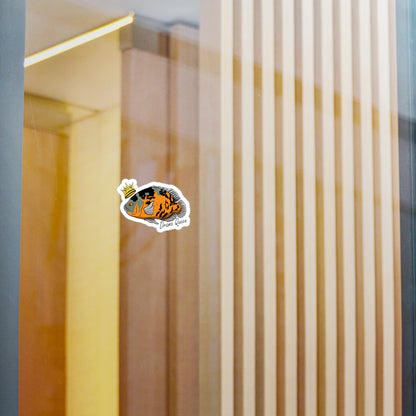 Oscar Cichlid vinyl sticker featuring colorful fish design on glass window