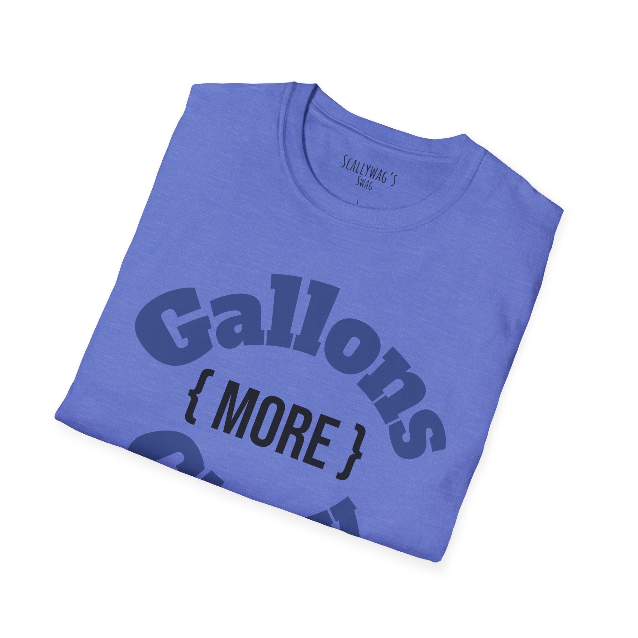 Folded blue monster tank hobbyist t-shirt with bold dark blue and black text graphic