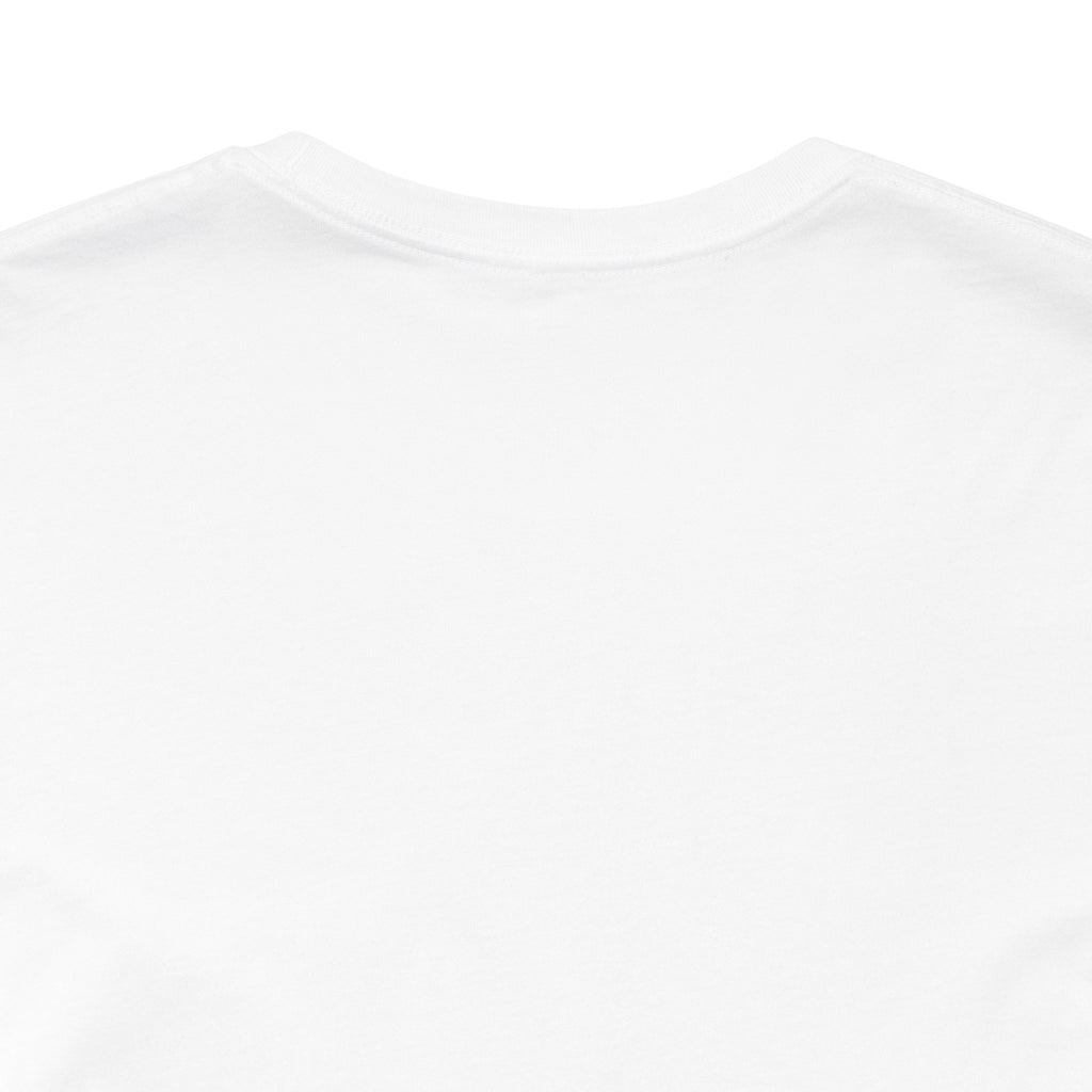 Close-up of white Scallywag's Fish Bowl Logo Tee showing soft fabric and collar detail