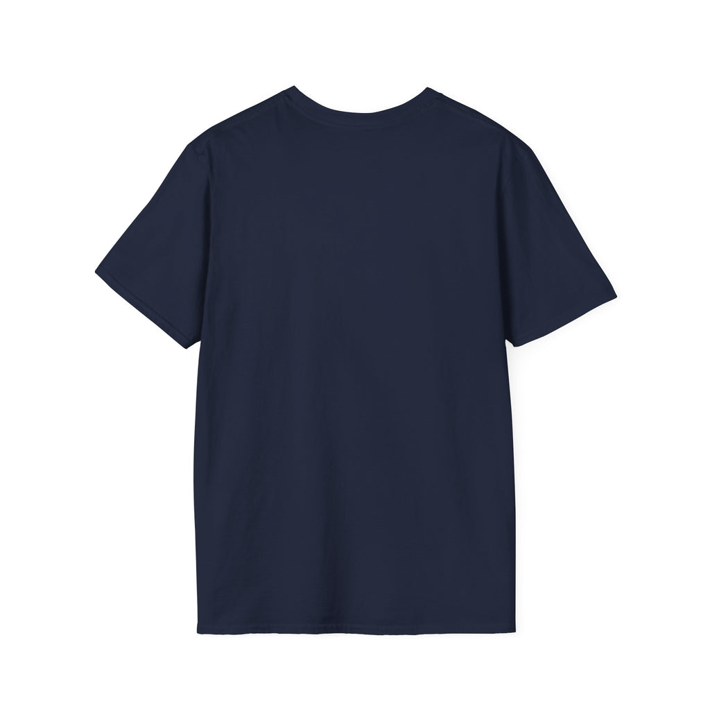 Back of navy blue fishkeeper t-shirt, white background