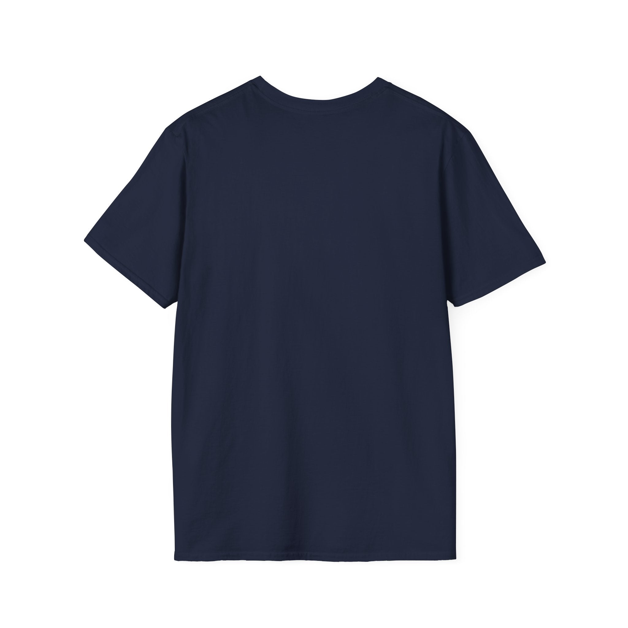 Back of navy blue fishkeeper t-shirt, white background
